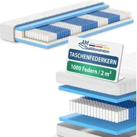 AM Qualitätsmatratzen 1000 Federn 7-Zonen Taschenfederkernmatratze - 80x180 cm