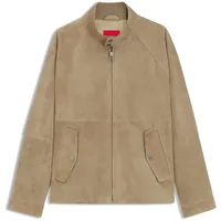 Hugo Regular Fit Lederjacke aus echtem Ziegenleder Modell Loridge Beige, L