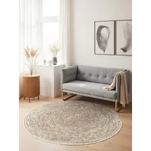 HANSE HOME Cavallo Kurzflor Teppich Rund – Moderner Wohnzimmerteppich, Weicher Kurzflor und Abstraktes Design für Wohnzimmer, Schlafzimmer, Esszimmer, Flur – Beige Creme, Ø160cm