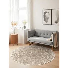 HANSE HOME Cavallo Kurzflor Teppich Rund – Moderner Wohnzimmerteppich, Weicher Kurzflor und Abstraktes Design für Wohnzimmer, Schlafzimmer, Esszimmer, Flur – Beige Creme, Ø160cm