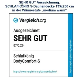 SCHLAFKÖNIG Daunen Bettdecke SCHLAFKÖNIG ® - 155x220 - EXTRA WARM - 100 % 1A Daunen Klasse 1 BodyComfort-S - Weiß