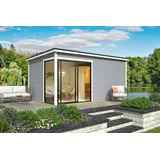 Saunahaus Gartensauna MARA 6 grau 506x386cm 44mm Wände inkl. Karibu Sauna JARIN