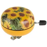 Messingschlager Fahrradklingel Sonnenblume 2-Klang Ø 80 mm gelb/grün