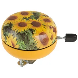 Messingschlager Fahrradklingel Sonnenblume 2-Klang Ø 80 mm gelb/grün