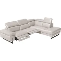 Egoitaliano Ecksofa "Candice, elegant, edel und bequem, erstklassiger Sitzkomfort, L-Form", weiß, B:278cm H:100cm T:221cm, Leder »BULL« (echtes Rindsleder). Geschliffenes, pigmentiertes und behandeltes Rindsleder mit einer Dicke von 1, 3-1, 5 mm.