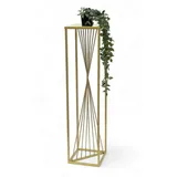 DanDiBo Ambiente DanDiBo Blumenhocker Metall Gold Eckig 100 cm Blumenständer Beistelltisch 96567 Blumensäule Design Modern Pflanzenständer Pflanzenhocker