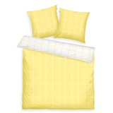 Tom Tailor Renforcé-Bettwäsche, 2*80x80 cm + 200x220 cm, 100% Baumwolle/ Renforcé, mit Wendemotiv und farbigem Markenreißverschluss, LARGE CHECK Gelb, Weiß (Light Lemon & Crisp White)