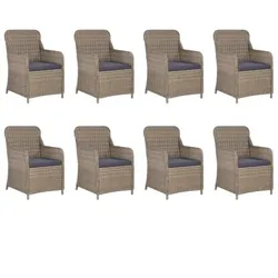 vidaXL 9-tlg. Garten-Essgruppe Poly Rattan Braun : Farbe - Braun