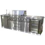 TEICO Outdoorküche BBQ, Außenküche Outdoor Küche in silber, 2630 x 580 x 1190 mm - Silber