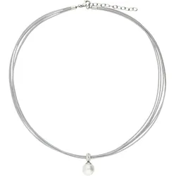 Collier VIVANCE "Perle", grau (stahlgrau), Halsketten, Damen, Edelstahl