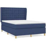 vidaXL Boxspringbett mit Matratze Blau 140x200 cm Stoff