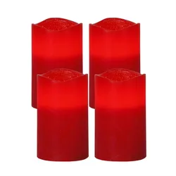 LED Kerzenset Echtwachs Advent Weihnachten flackernde LED Timer rot 4er Set