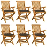 vidaXL Gartenstühle mit Taupe Kissen 6 Stk. Massivholz Teak