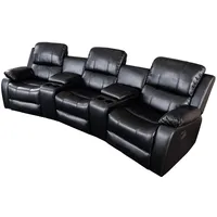 Riess Ambiente Exklusiver 3er Kinosessel Hollywood - schwarz - Kunstleder Polyester - Relaxsessel mit Cupholder Polsterung Fußstützen