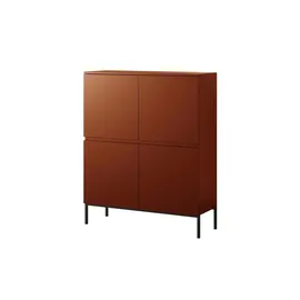 Selsey Highboard 100 x 122 cm Ziegelrot / Schwarz