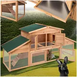 tectake® XXL Kleintiergehege, Freilaufgehege mit Haus, Hasenstall mit Laufgitter, Meerschweinchen Gehege, Mäusekäfig, Kaninchenhaus 2 Etagen, Nagerhaus mit 2 Rampen, 226 x 77 x 95,5 cm
