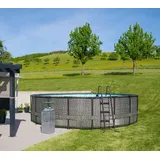 Summer Waves Elite Frame Pool | Aufstellpool rund | Komplettset | Rattanoptik grau | Ø 549x132 cm - Rattan Grau, Mosaik Innenseite