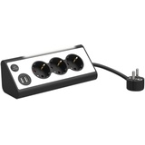 3-fach-Eck-Steckdosenleiste mit 2 USB-Lade-Ports und LED-Nachtlicht