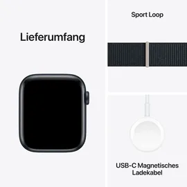 Apple Watch SE 2023 GPS + Cellular 44 mm Aluminiumgehäuse mitternacht, Sport Loop mitternacht