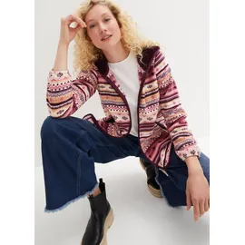 bonprix Kapuzen-Fleecejacke mit Norweger-Muster Weiß S