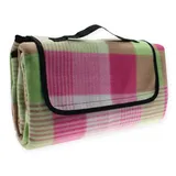 Haus und Deko Picknickdecke wasserdicht pink grün 130x170 cm Strandmatte Stranddecke Outdoordecke weicher Fleece Camping Strand praktischer Tragegriff