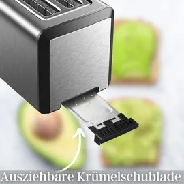 Steinborg Langschlitz Toaster Digitales Display m. Brötchenaufsatz