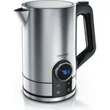 Arendo Wasserkocher Edelstahl, 1,7 Liter 2200W mit Temperatureinstellung und LED-Display, Modell DIVINE, Silber