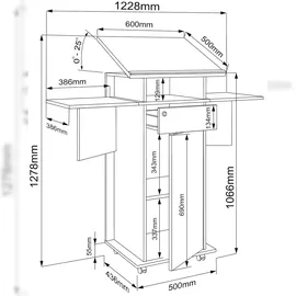 VCM Stehpult Salia Anthrazit H. 107 bis 128 cm x B. 60 bis 123 cm x T. 44 cm