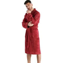 Carlo Colucci Herrenbademantel Vito, ideal für Sauna & Spa, Hotelbademantel, Morgenmantel, Kurzform, Baumwolle, Kimono-Kragen, Gürtel, Carlo Colucci Logostickerei auf der Brust und Logo auf den Ärmeln rot S | 115 cm