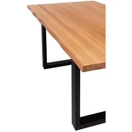 Krok Wood Esstisch Dublin aus Massivholz in Buche mit Metallbein 180x90x75 cm - Naturbelassen