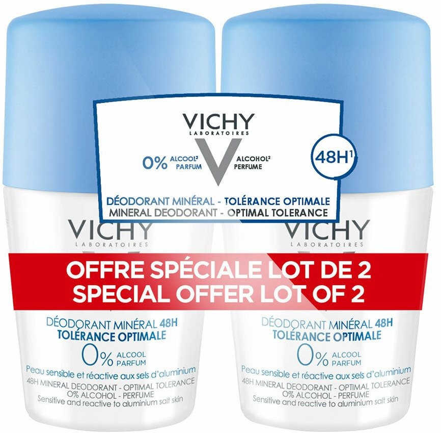 VICHY Déodorant minéral roll-on 48H Tolérance optimale 100 ml Rouleau