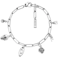 Diesel Herren Silber-Ton Edelstahl Armband, DX1604040
