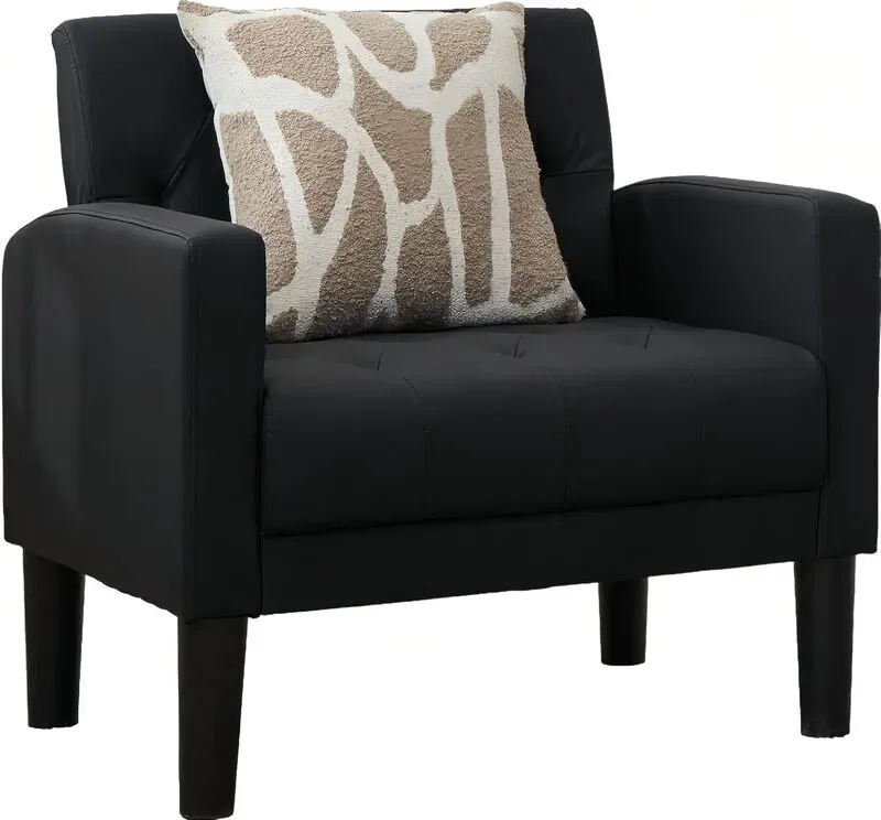 GRAVFORCE Ohrensessel für Wohnzimmer und Schlafzimmer. Gepolsterter, bequemer und moderner Sessel. Bürostuhl, Loungesessel, Clubsessel. Belastbarkeit 136 kg. Kunstleder Schwarz