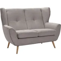 exxpo - sofa fashion 2-Sitzer EXXPO - SOFA FASHION "ALVESTA, Loungesofa, Küchensofa, hoher Sitzkomfort, Ohrenbackensofa", braun (cappuccino), B:140cm H:102cm T:90cm, Sofas, gemütliche Rückenlehne, mit Knopfheftung und hohen Holzfüßen, in Cord