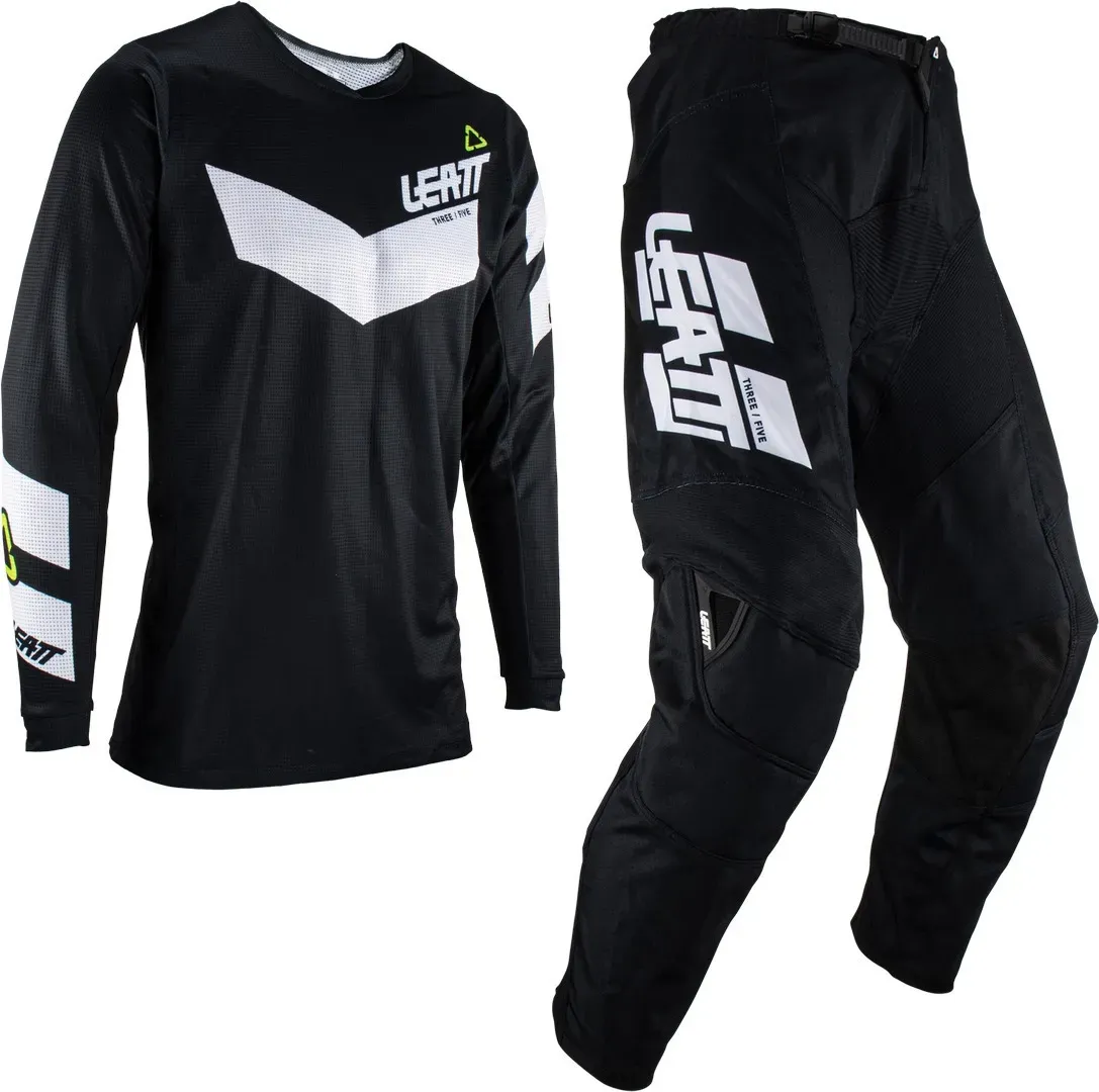 Leatt 3.5 Ride 2023 Motocross Jersey und Hose Set, schwarz-weiss, Größe XS für Männer
