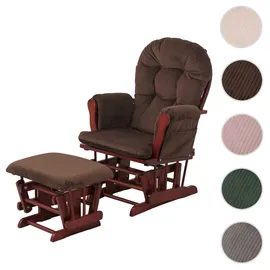 Mendler Relaxsessel HWC-C76 Cord 52 x 100 x 80 cm Braun mit Hocker