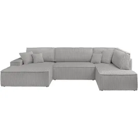 OTTO home Wohnlandschaft OTTO HOME "FINNLEY U-Form XXL 329 cm - OTTO. Verlässliche Qualität.", grau, B:329cm H:85cm T:195cm, Bezugstoff 100% PES ;Gramatur 400g/qm +/- 5%, Sofas, Wohnlandschaft, Schlafsofa, Bettkasten, in Bouclé, Struktur fein und Mega Cord