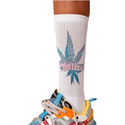 MARY JANE BERLIN Tennis-Socken Baumwoll-Socken mit “LEGALIZED” Print 2406-4-SO-01 Weiß - 35-38