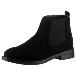 Chelseaboots ANISTON SHOES, Damen, Gr. 37, schwarz, Textil, Veloursleder, unifarben, elegant, Schuhe Chelseaboots, Stiefelette, Blockabsatz, mit breitem Stretch - NEUE KOLLEKTION