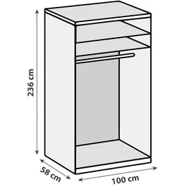 WIMEX Level 100 x 236 x 58 cm weiß/Grauglas