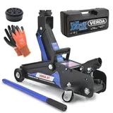 Hydraulischer Wagenheber 2T, 140-310mm + Gummiuaflage + Handschuhe + Koffer Rangierwagenheber Geländewagen Reifenwechsel PKW SUV Geländewagen (Hubhöhe 140-310mm + Koffer)