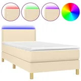 vidaXL Boxspringbett mit Matratze & LED Creme 100x200 cm Stoff