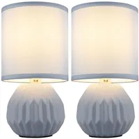GLOBO Tischlampe blau Keramik Nachttischlampe Tischleuchte Beistelllampe Wohnzimmerlampe Textil,