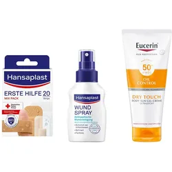Reiseapotheke Hansaplast Erste Hilfe Pflaster Mix + Wundspray +