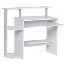 KADIMA DESIGN Computertisch: Zeitloses Design, Stauraum, Tastaturauszug, Spanplatte, Weiß.