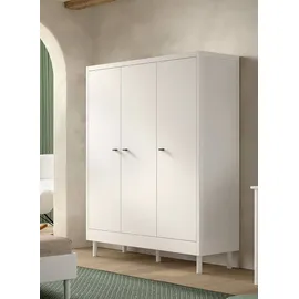 Vipack Kleiderschrank Forrest 145,8 x 190 x 55 cm Buche massiv lackiert weiß