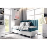 Fun Möbel Boxspringbett Gästebett Kinderbett HELVI Nr.2 90x200cm Weiss-Türkis
