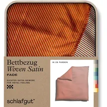schlafgut Woven Satin Fade Gestreift Grau/Rot 200 x 200 cm