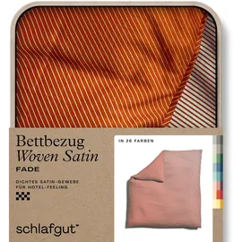 schlafgut Woven Satin Fade Gestreift Grau/Rot 200 x 200 cm