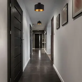 B.K.Licht Deckenleuchte 1 E27 rund Schwarz-Gold